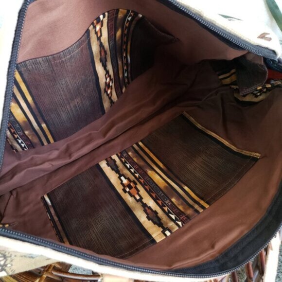 NWOT Western Boho Canvas Leather Large Bag Duffle - Picture 10 of 13